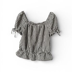 A. Byer Black and White Checkered Blouse